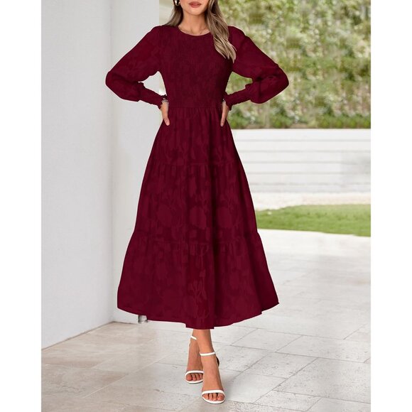Long Sleeve Floral Maxi Dress for Women Fall Wedding Guest Boho Elegant - Picture 3 of 7